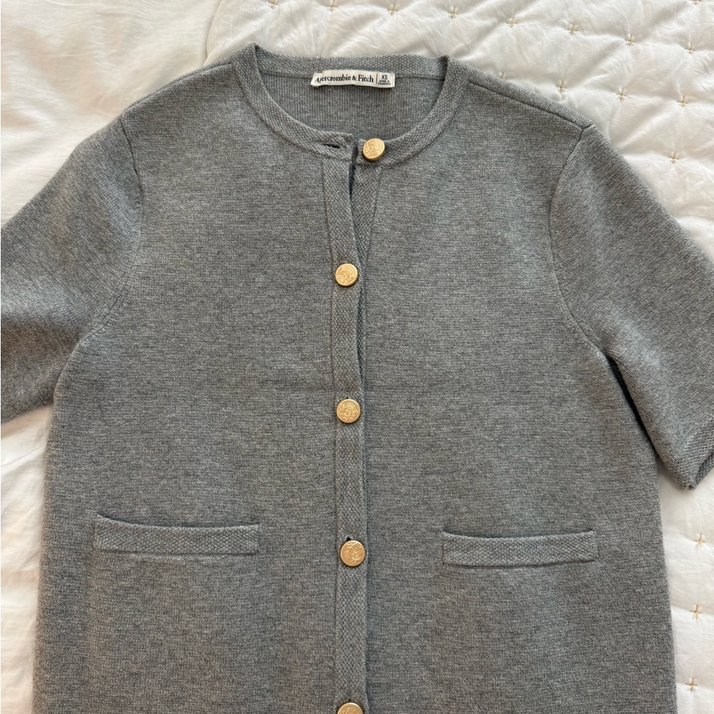 Abercrombie & Fitch Gray Sweater with Gold Button